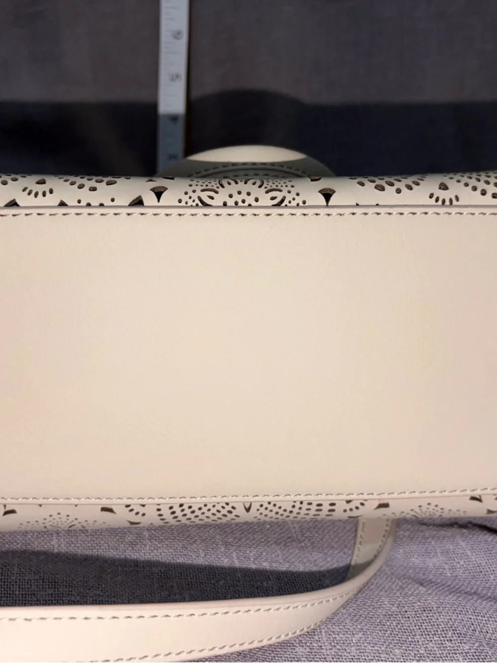 Zac Posen Cream Laser-Cut Floral Satchel with Charm
